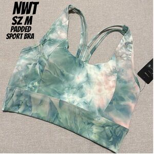 NWT YITONG brand Sport Bra-Sz M-Wicking-Flat Seams-4 Way Stretch-Tie Dye-Padded